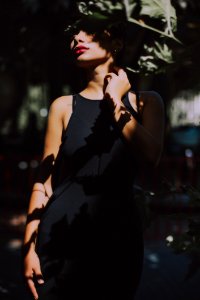 Woman Wearing Black Sleeveless Top Dress Under The Tree photo