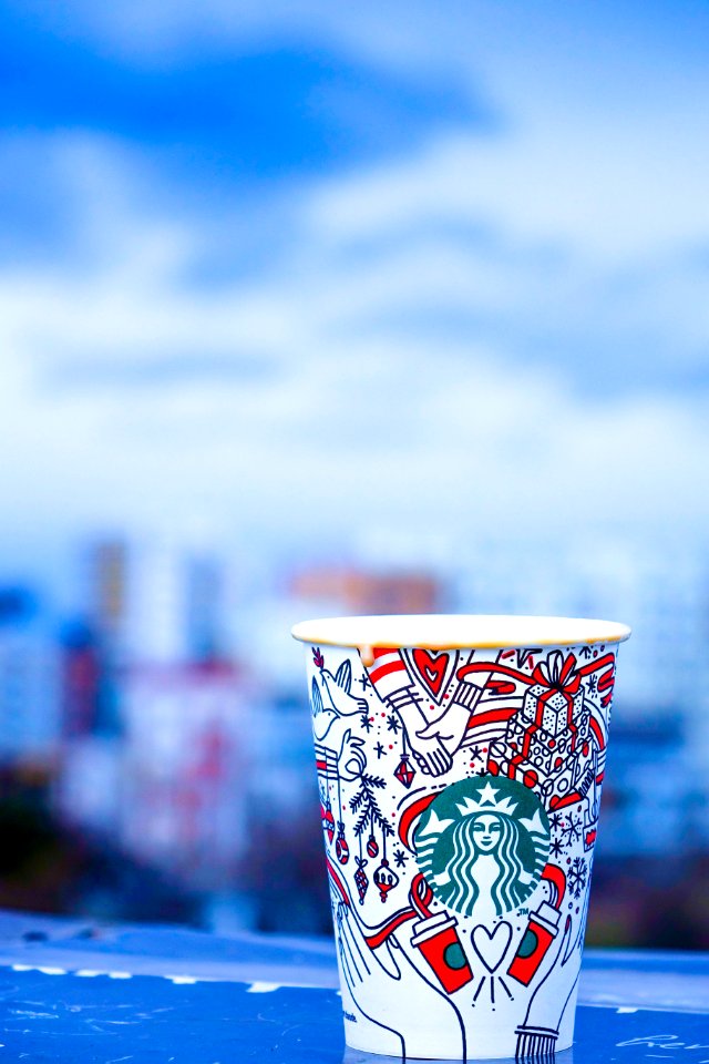 Close-Up Photo Of White And Red Starbucks Disposable Cup