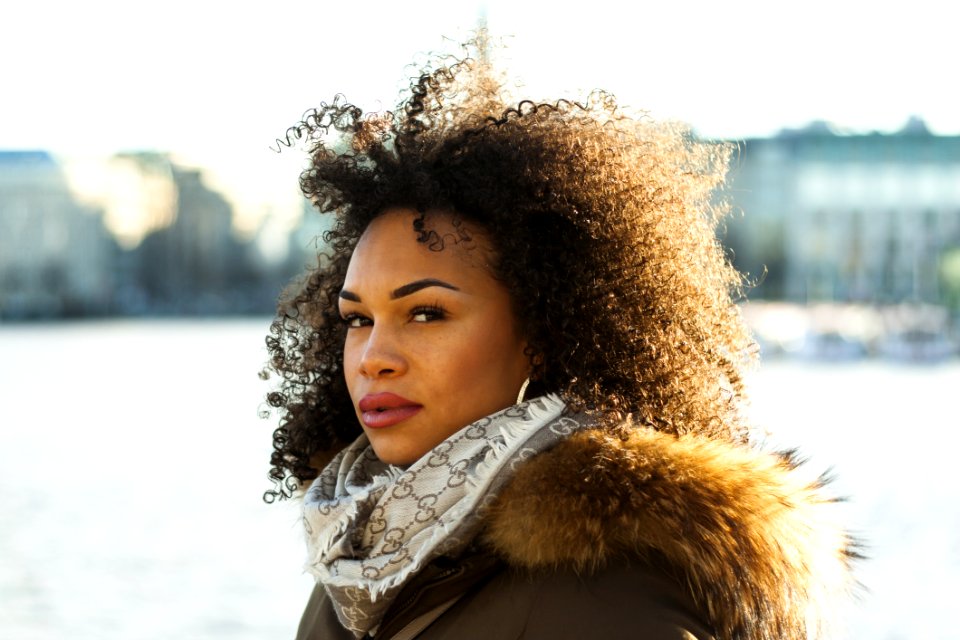 Woman Wearing Black And Brown Coat photo