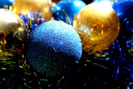 Gray Blue And Gold-colored Baubles photo