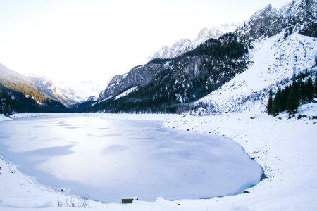 Landscape Photo Of Lake Surrounded With Snow photo