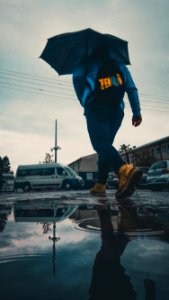 Person In Hoodie Holding Umbrella photo