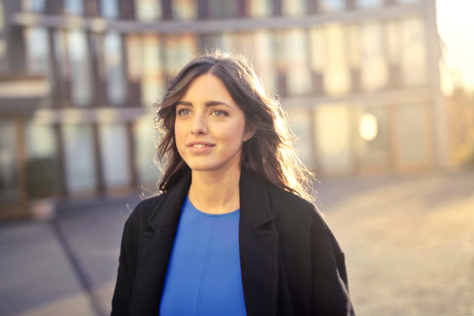 Woman Wearing Black Coat Standing photo