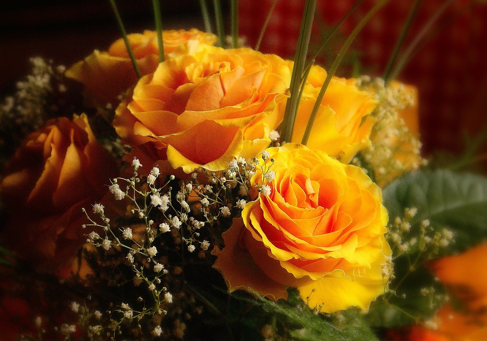 Bouquet of flowers the ceremony tea roses