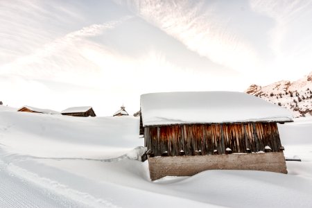 Photo Of Concrete Houses Covered With Snow photo
