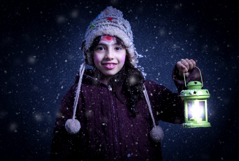 Girl Holding Green Lantern Lamp