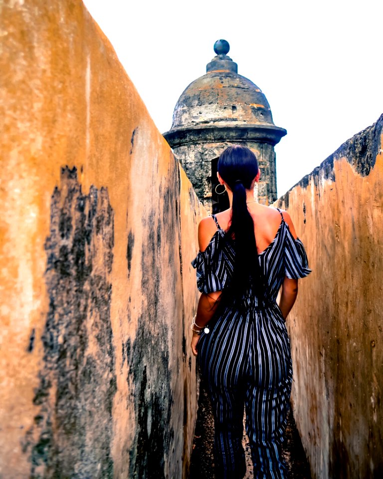Woman Wearing Black And Gray Pinstripe Cold-shoulder Jumpsuit In Temple
