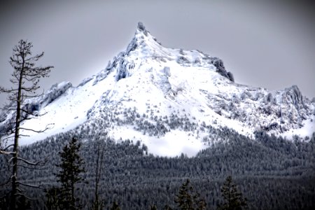 Greyscale Photo Of Mountain Covered With Snow photo