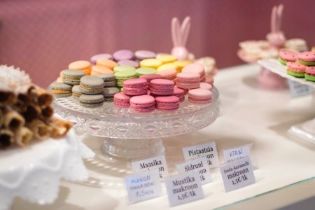 Macaroons On Cut Glass Tray