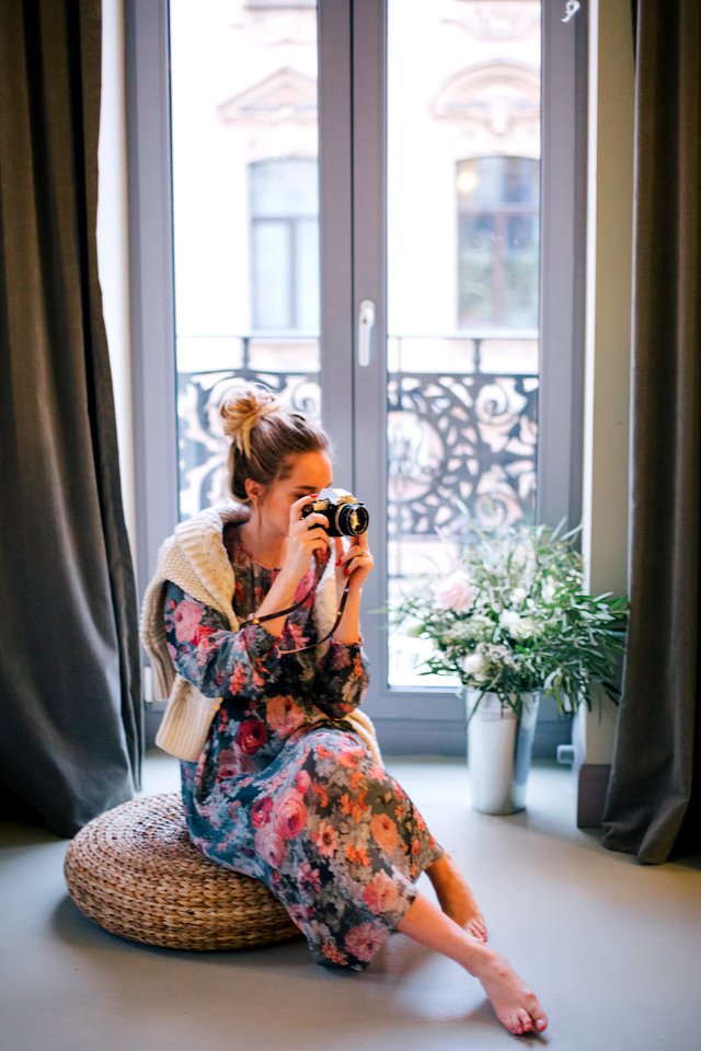 Womens Floral Printed Gray Dress