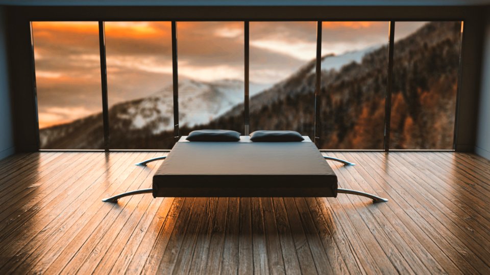 White And Black Mattress Fronting The Mountain