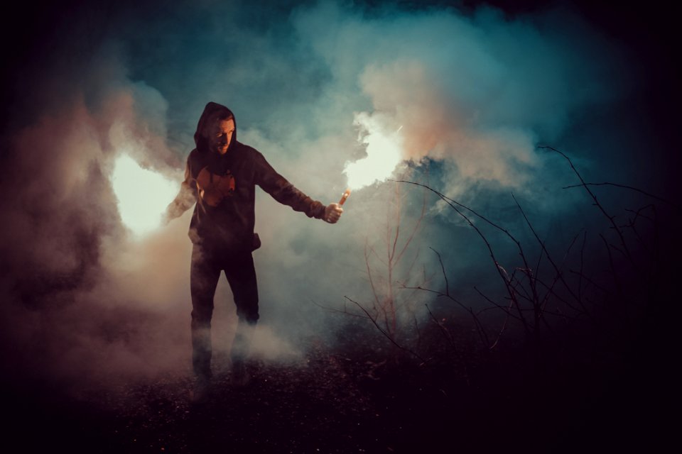 Man In Black Hoodie Holding Fire