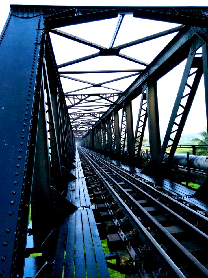 Train Track Bridge During Cloudy Skies