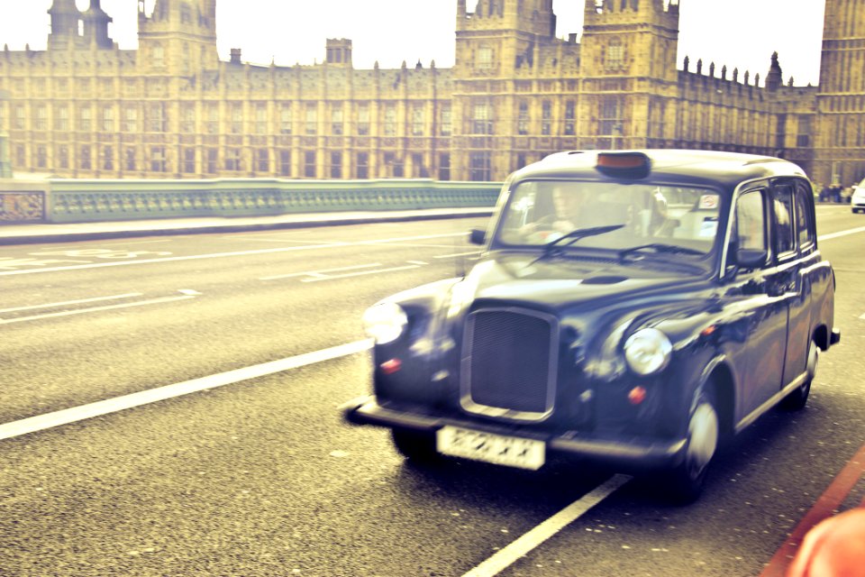 Blue Classic Car Near Westminster Palace