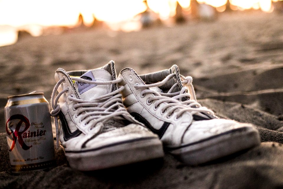 White High-top Vans Sneakers And Tin Can