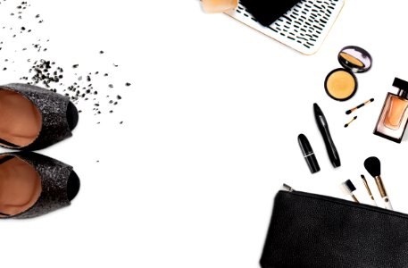 Womens Assorted Makeups And Black Glittered Pumps