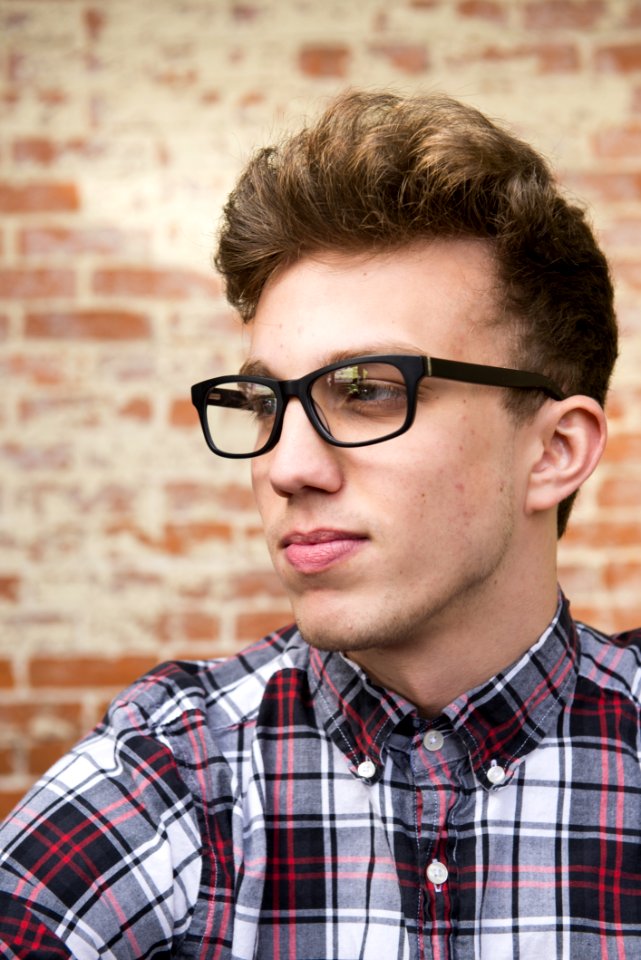 Man Wearing Black Framed Eyeglasses photo