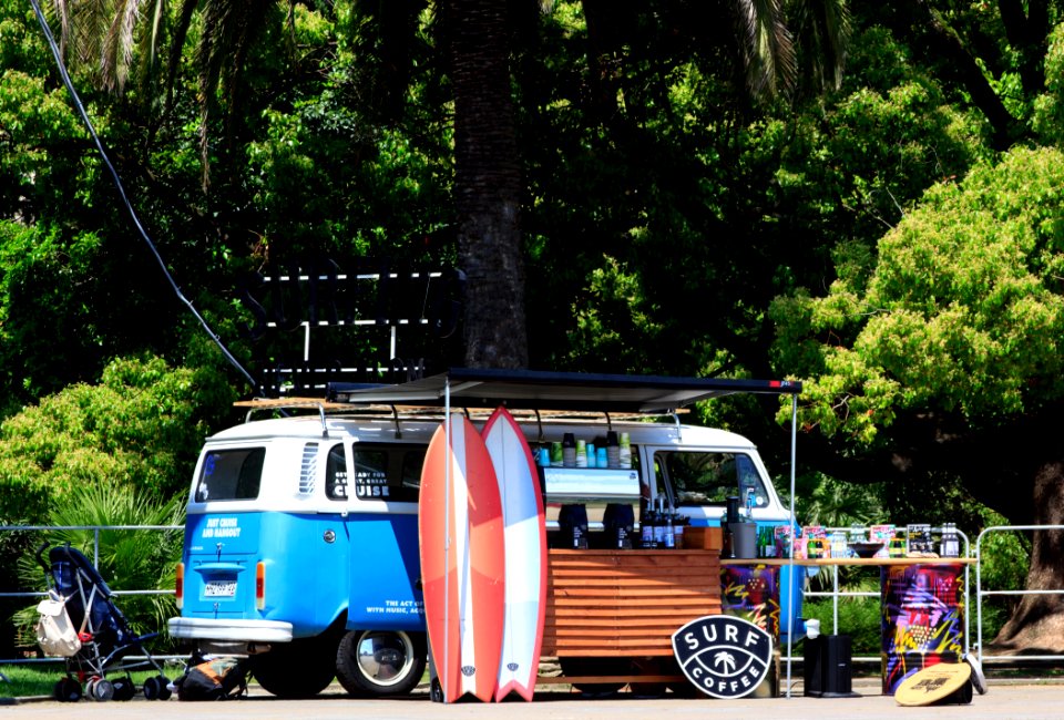 Blue And White Food Car