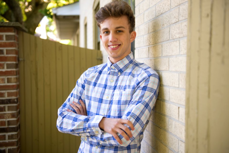 Man Wearing Blue And White Shirt