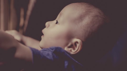 Baby Wearing Blue Shirt