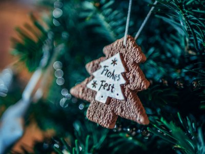 Brown Christmass Tree Ornament In Close-up Photo photo