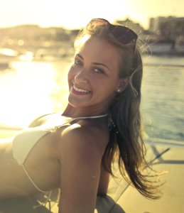 Woman In White Bikini Top photo