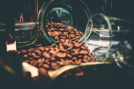 Coffee Beans In Clear Glasses
