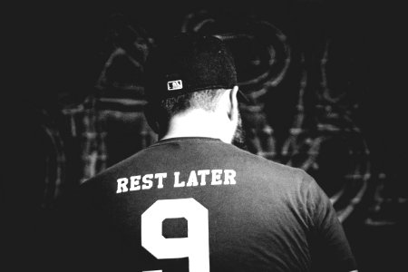 Grayscale Photo Of Rest Later 9 Shirt