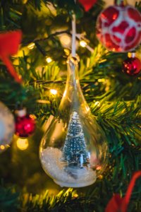 Clear Glass Green Christmas Tree Ornament photo