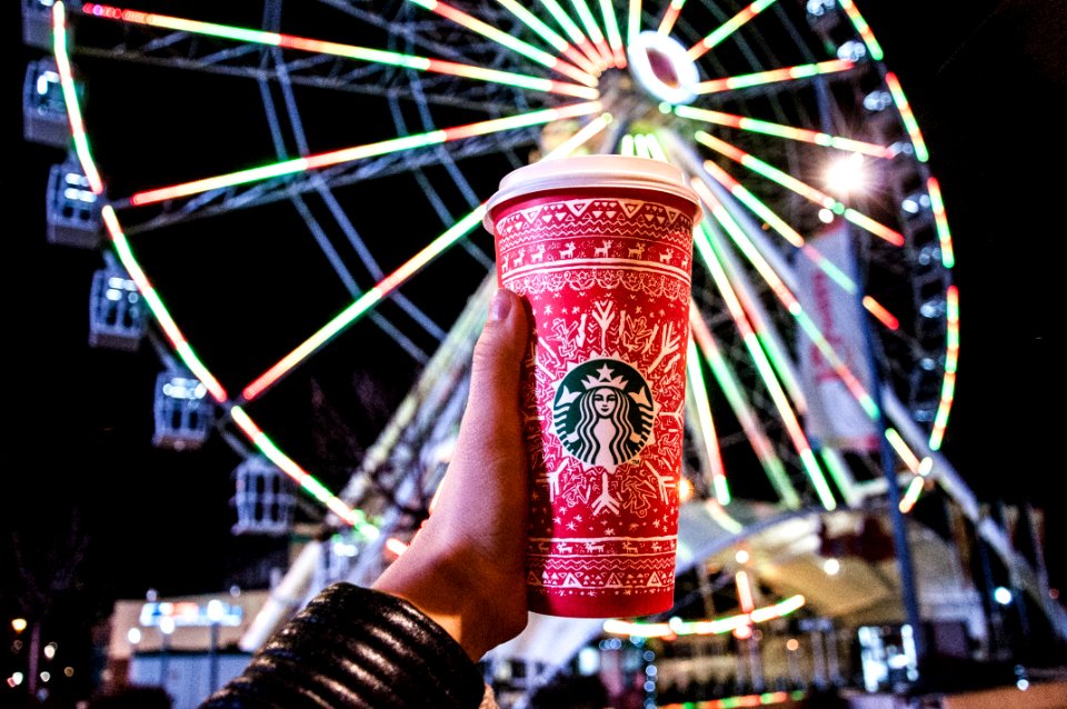 Red And White Starbucks Disposable Cup