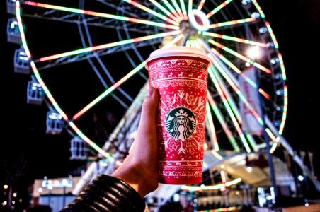 Red And White Starbucks Disposable Cup photo