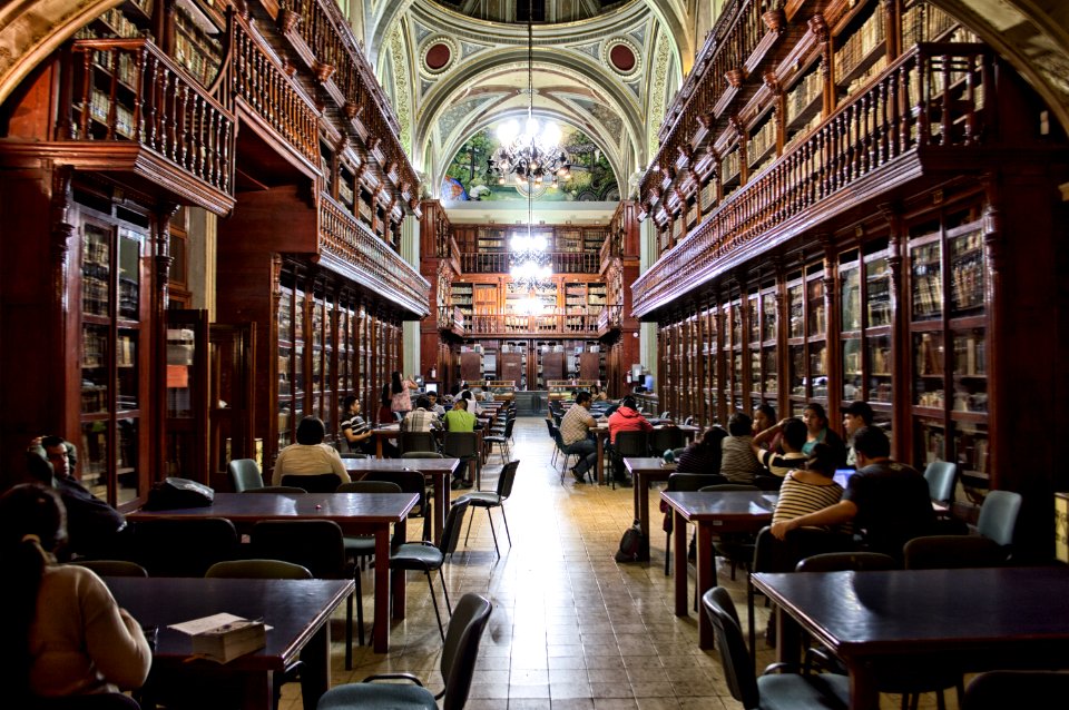 People At Library Sitting Down At Tables
