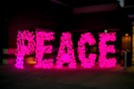 Pink Peace Light Sign photo