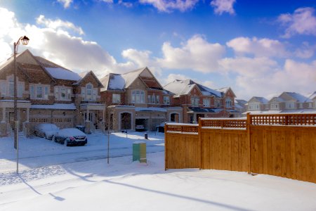 Brown 2-storey Houses During Snow photo