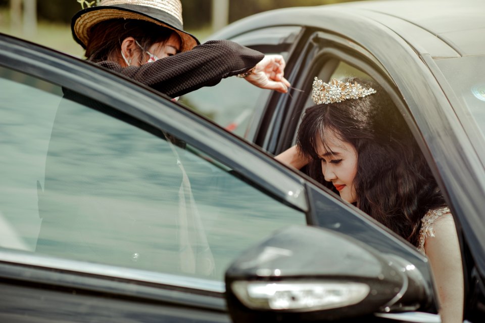 Bride Stepping Out Of The Car