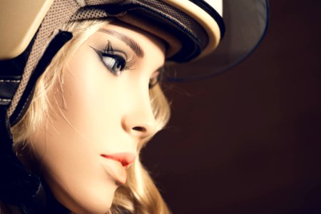 Blonde Haired Woman Wearing White Helmet
