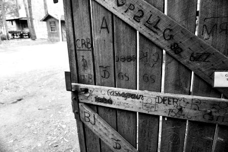 Gray Scale Photo Of Brown Wooden Gate photo