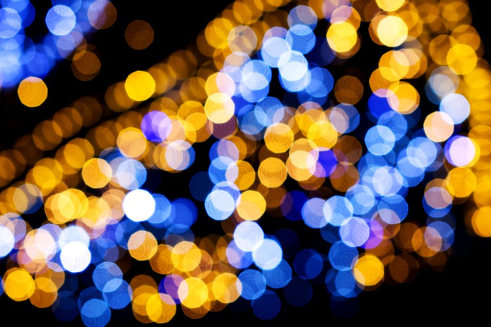 Macro Shot Of Yellow And Blue Lights