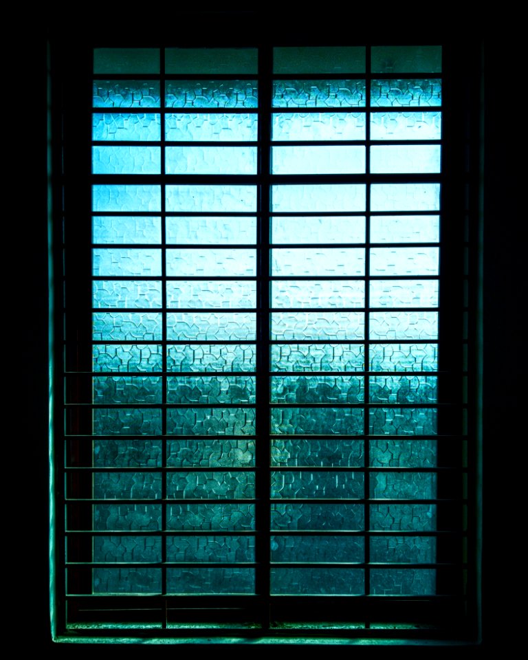 Closed Black Metal-framed Frosted Glass Windowpane