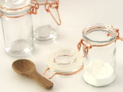 Two Clear Glass Jars photo