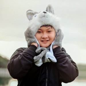 Boy Wearing Black Full-zip Hoodie photo