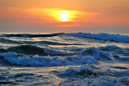 Ocean Water During Yellow Sunset photo