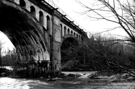 Grayscale Photo Of Bridge