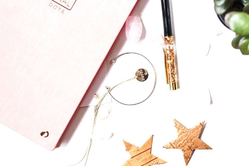 Silver-colored Open-end Bracelet Beside Two Brown Stars Ornament