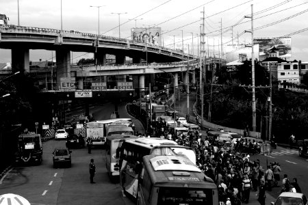 Jammed Traffic In Gray Scale Photography photo