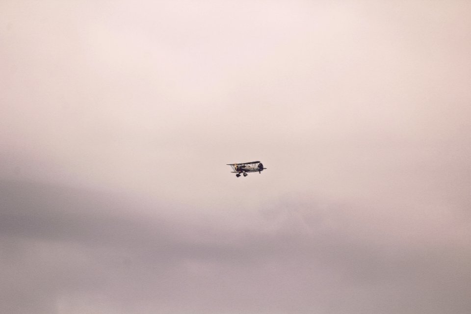 Gray And Black Biplane