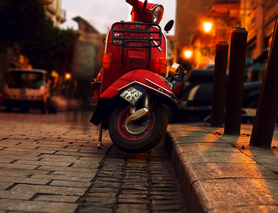 Selective Photography Of Red Motor Scooter