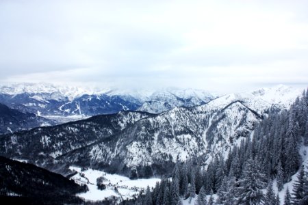 Scenic View Of Mountains Covered With Snow photo