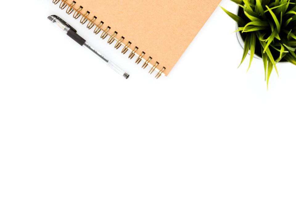 Black Ball-point Pen With Brown Spiral Notebook