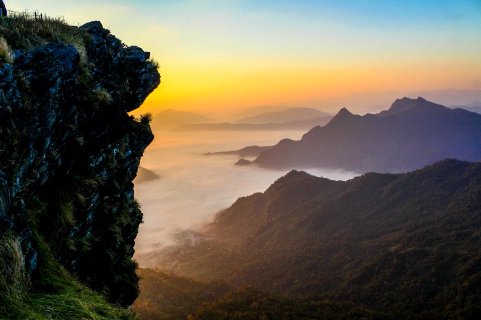 Foggy Mountains At Sunset